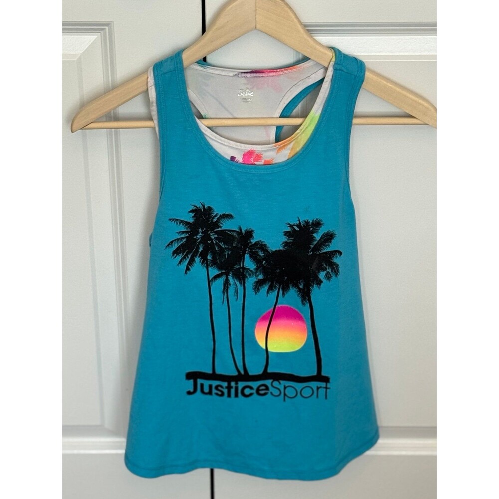 Justice Brand, Girl’s (Sz L, 12/14) Tropical Tank Top W/Bralette, Kid’s Clothing
